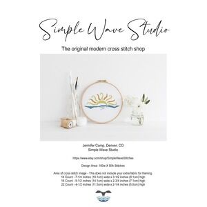 Sun Sunrise Sunset Ocean Silhouette Counted Cross Stitch Pattern Chart KIT‎